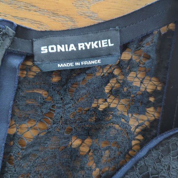 Sonia Rykiel Sleeveless lace black navy blue cocktail Sheath dress sz 38 sz 8 - Picture 11 of 16